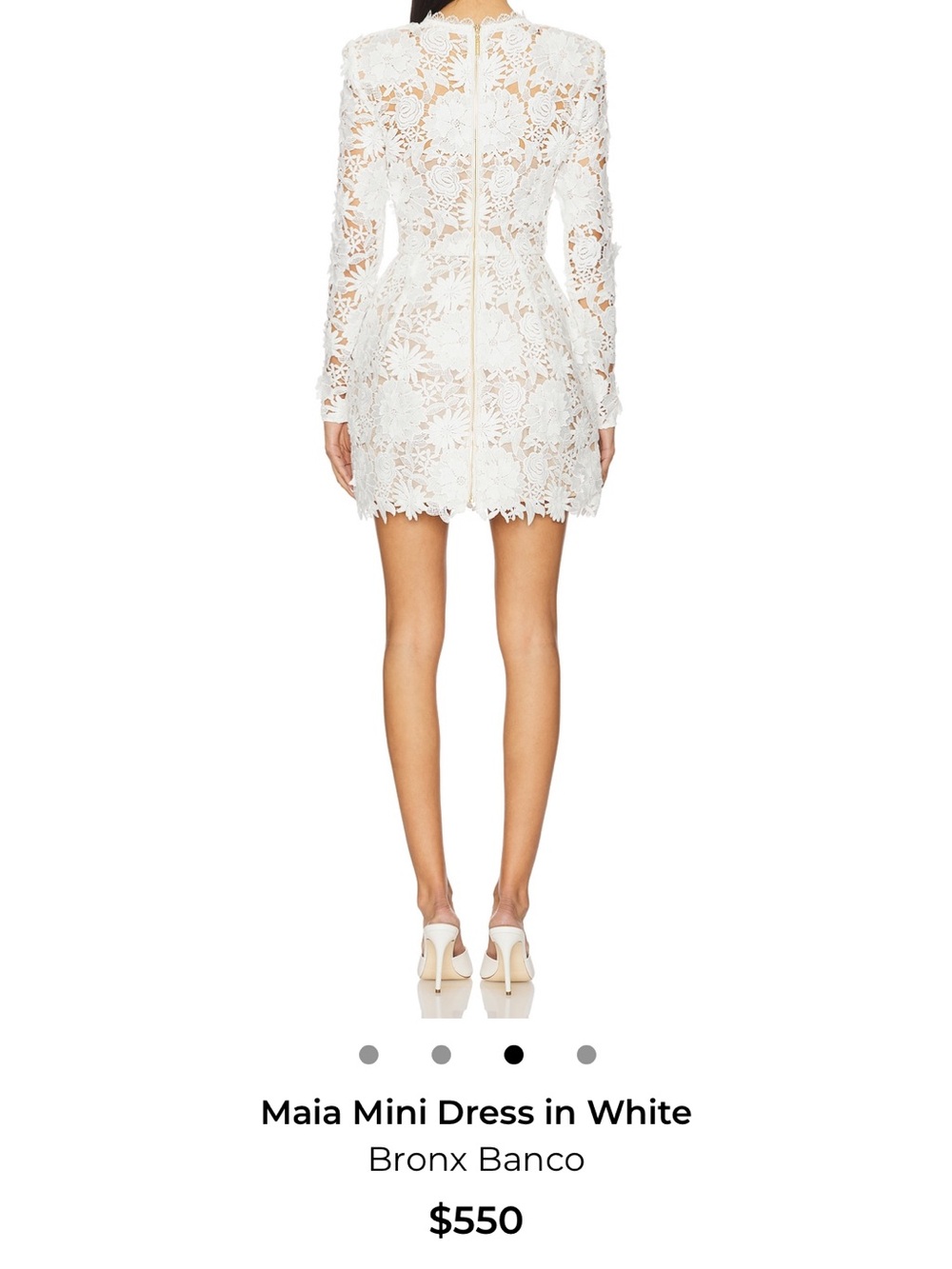 Bronx and Banco White Lace Mini Dress with Floral Ribbon Accents - Picture 5 of 5